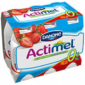 DANONE ACTIMEL 0% yogur liquido fresa pack 6
